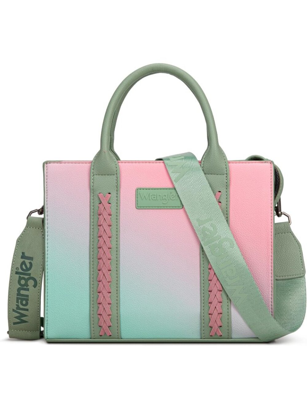 Women's 06-Pink Polyester Zipper Top-handle Strap Quilted Tote Crossbody Bag